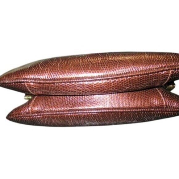 J. TIRAS Metallic Copper Snakeskin Embossed Leather Crossbody Jeweled Clutch bag - Picture 6 of 15